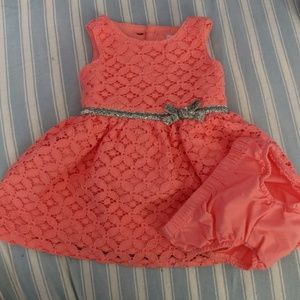 Melon colored lace dress